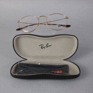 Ray Ban Frames Round Metal RB 3447V 2500 53 21 145 Goldtone W/ Case Frames